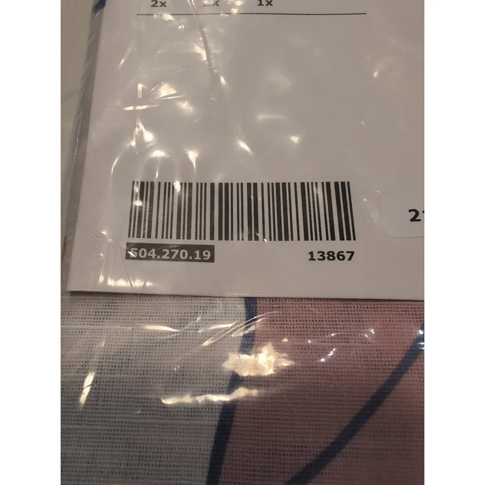IKEA SANGLARKA Butterfly Curtains 1 Pair White Blue Pink 47x98 504.270.19 NEW